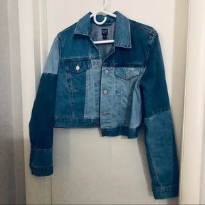 Gap cropped patchwork jean jacket
